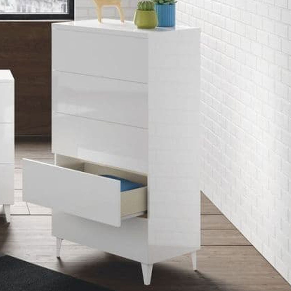 High Gloss Chest Of 5 Drawers - Mainz