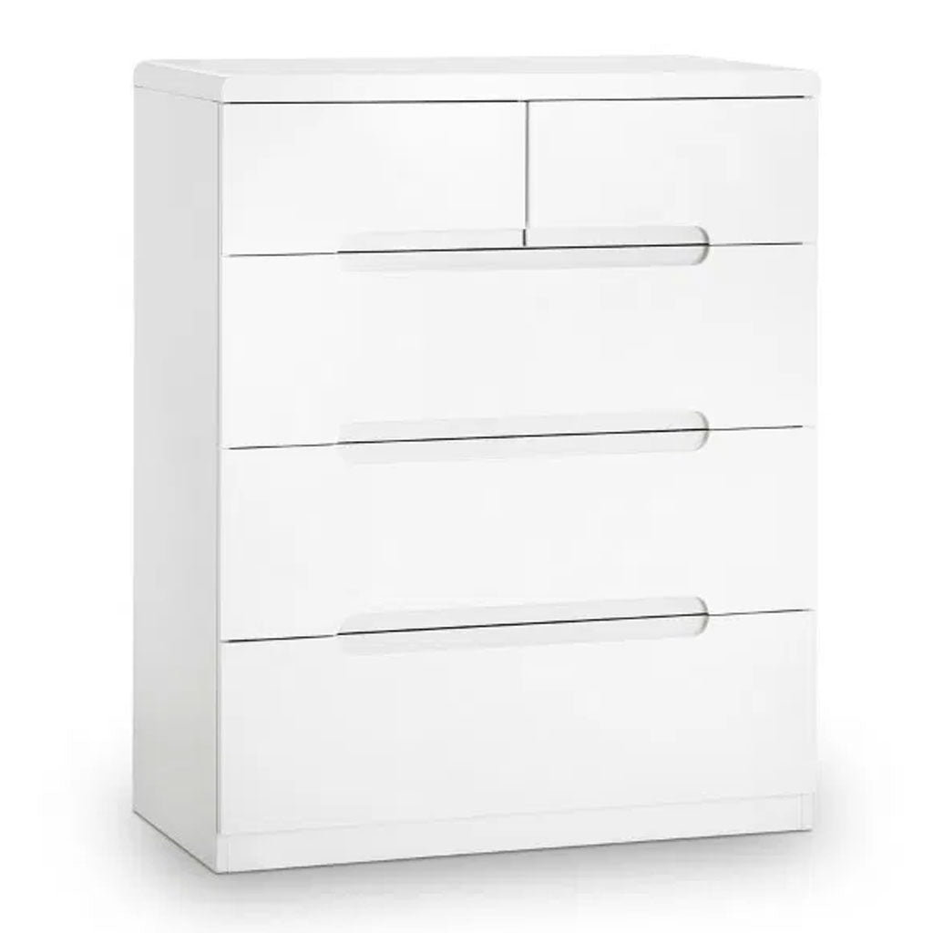 High Gloss Chest Of 5 Drawers - Manhattan