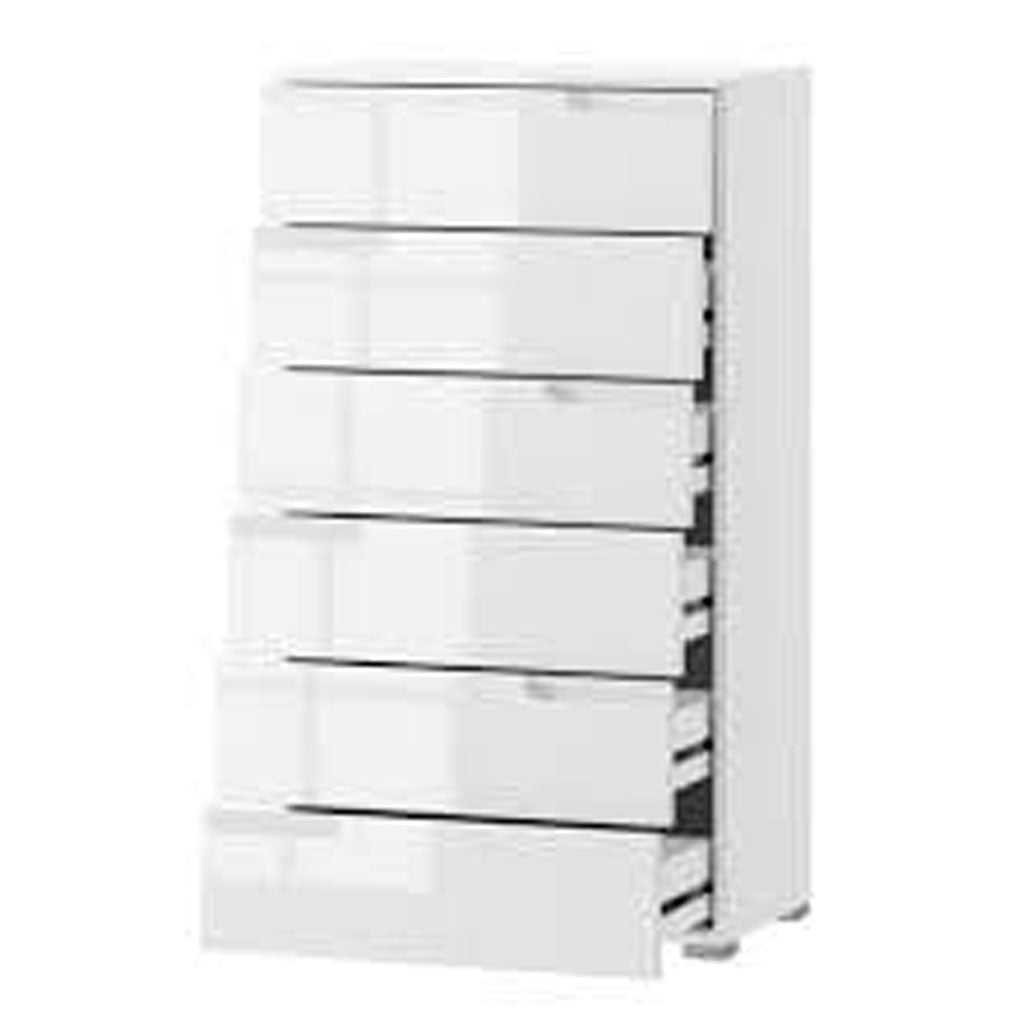 High Gloss Chest Of 6 Drawers Narrow - Salina