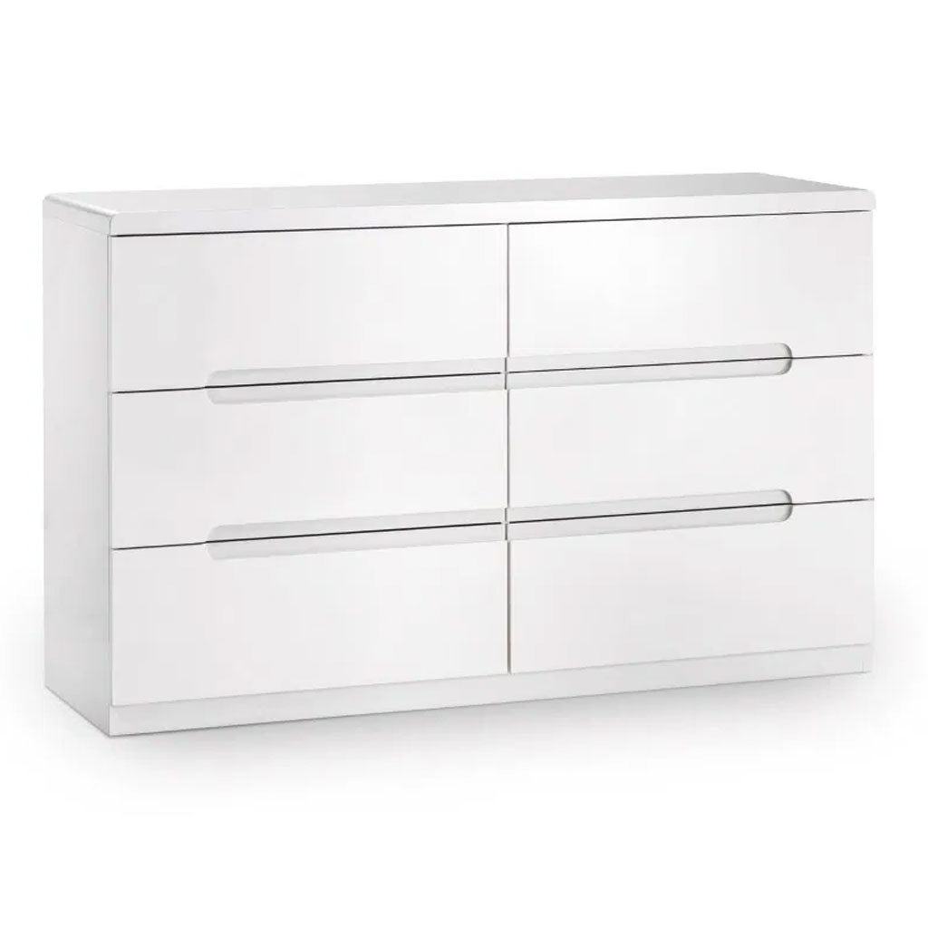 High Gloss Chest Of 6 Drawers Wide - Manhattan