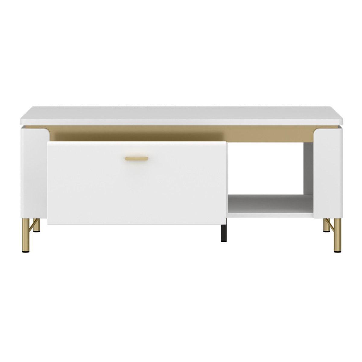 High Gloss Coffee Table With 1 Drawer And LED Lights - Lazio