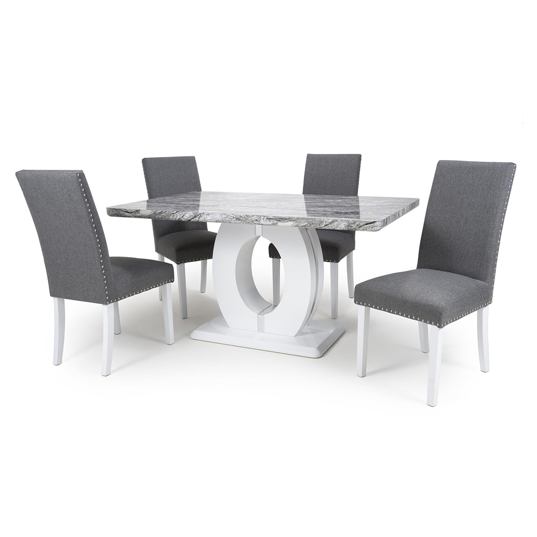 High Gloss Dining Table With 4 Randall Silver Grey Chairs - Neptune