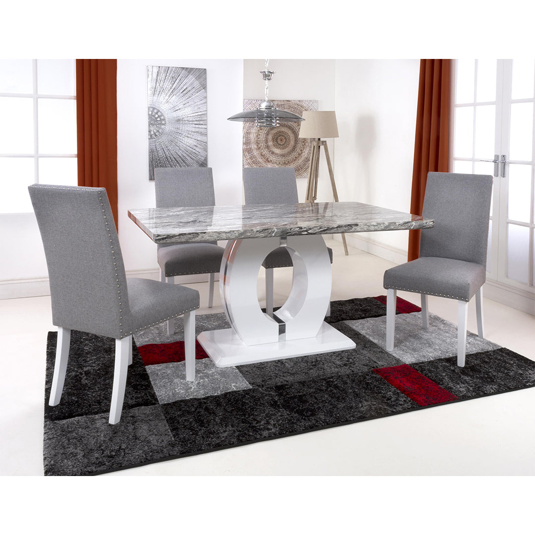 High Gloss Dining Table With 4 Randall Silver Grey Chairs - Neptune