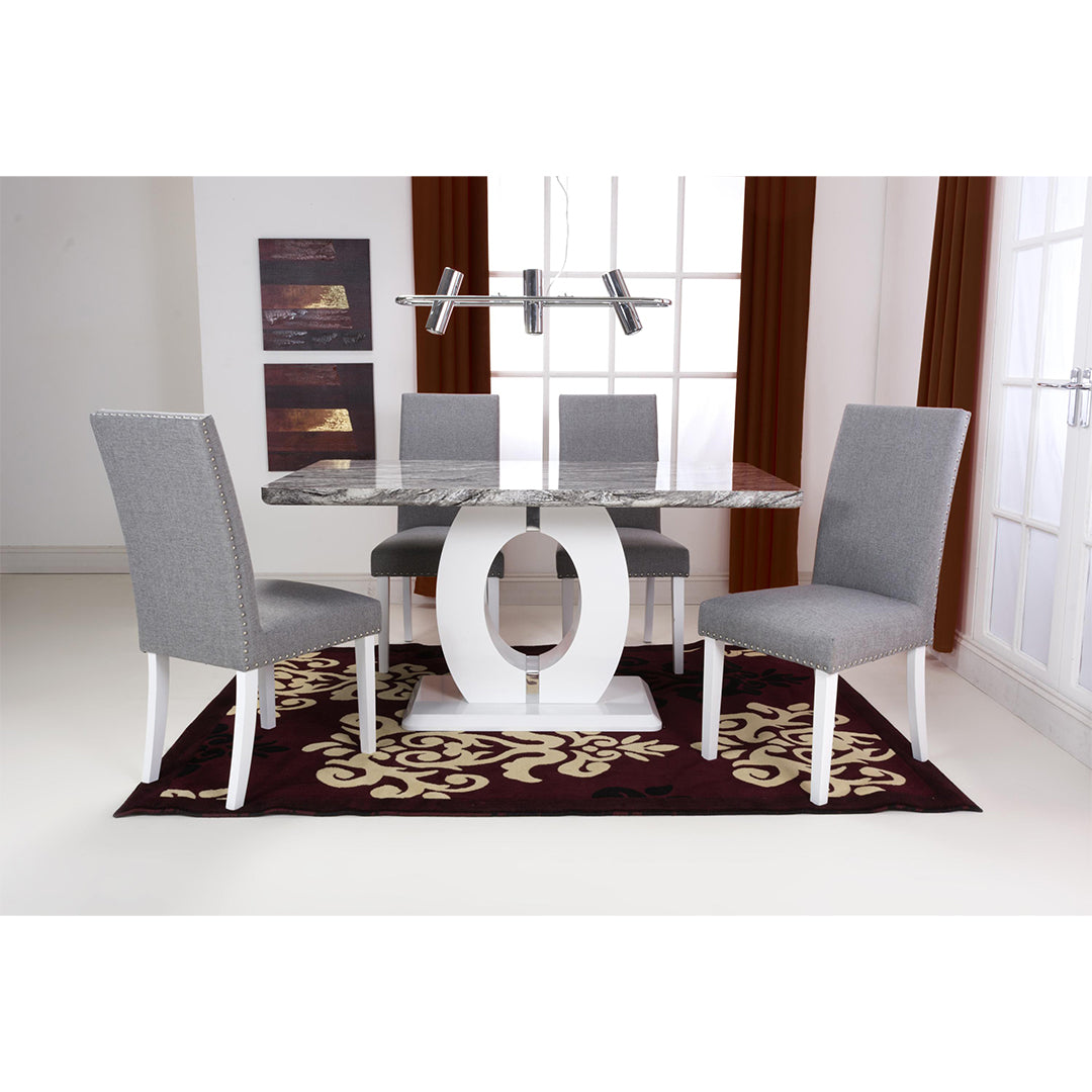 High Gloss Dining Table With 4 Randall Silver Grey Chairs - Neptune