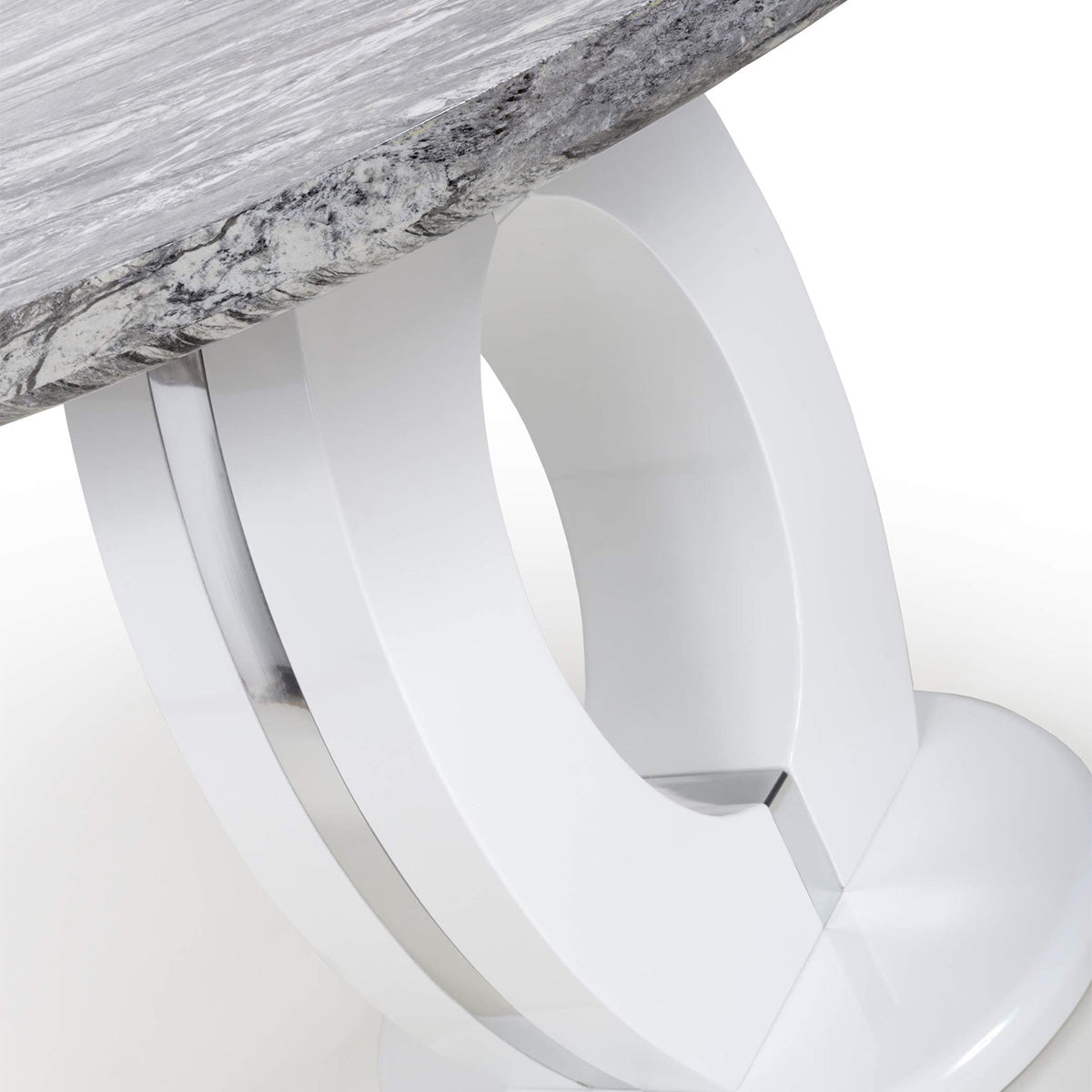 High Gloss Dining Table for 4 People 100cm Wide Round in Marble Effect - Neptune