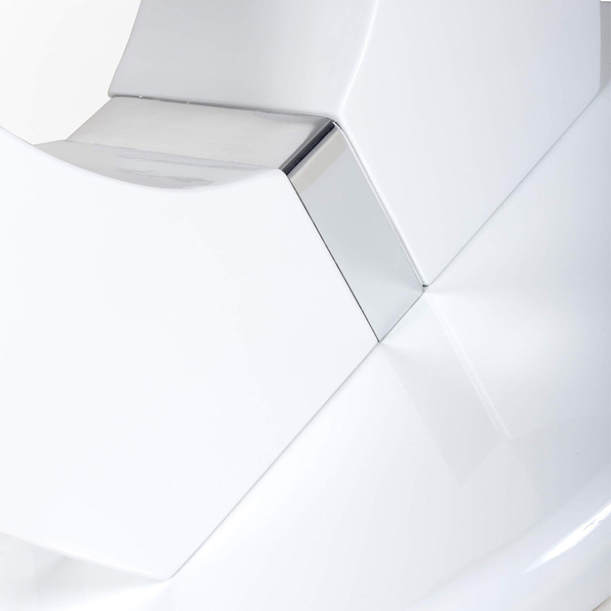 High Gloss Dining Table for 4 People 100cm Wide Round in Marble Effect - Neptune