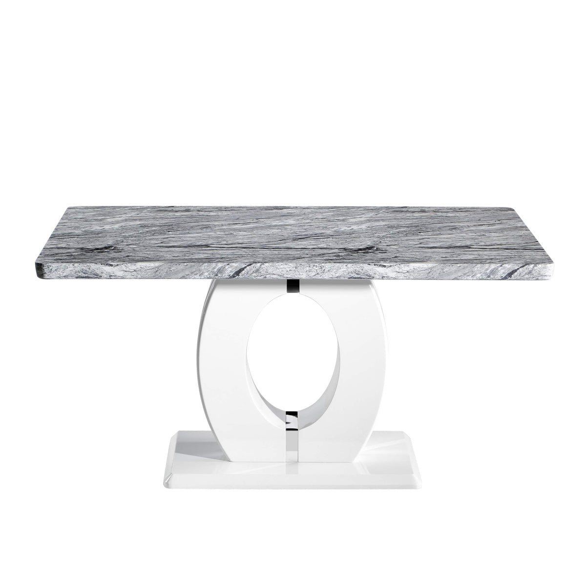 High Gloss Dining Table for 4 People 150cm Wide Rectangular in Marble Effect - Neptune