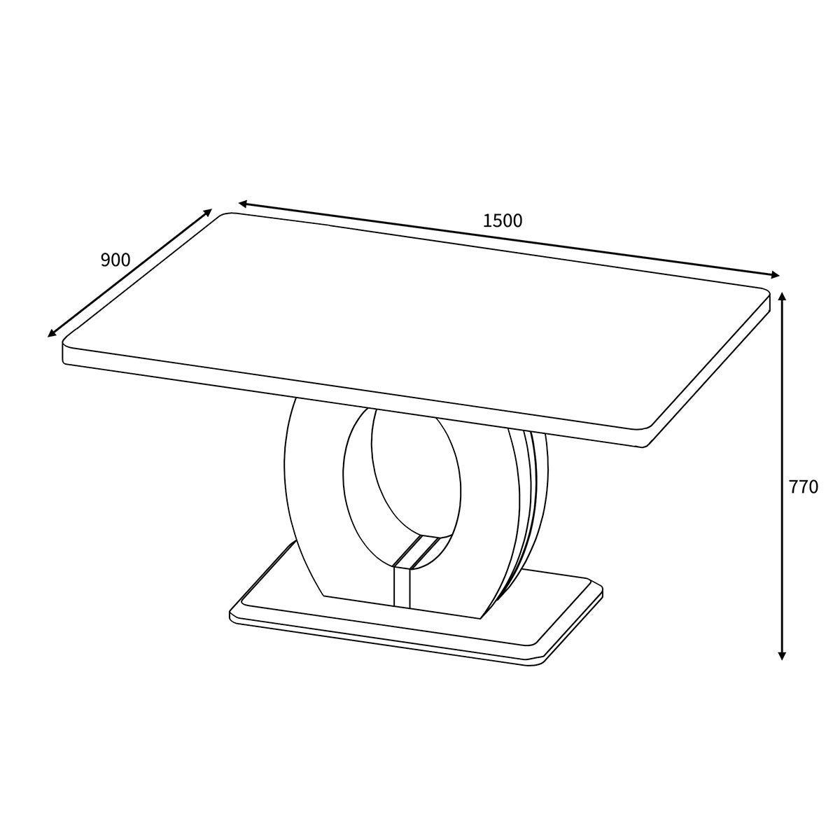 High Gloss Dining Table for 4 People 150cm Wide Rectangular in Marble Effect - Neptune
