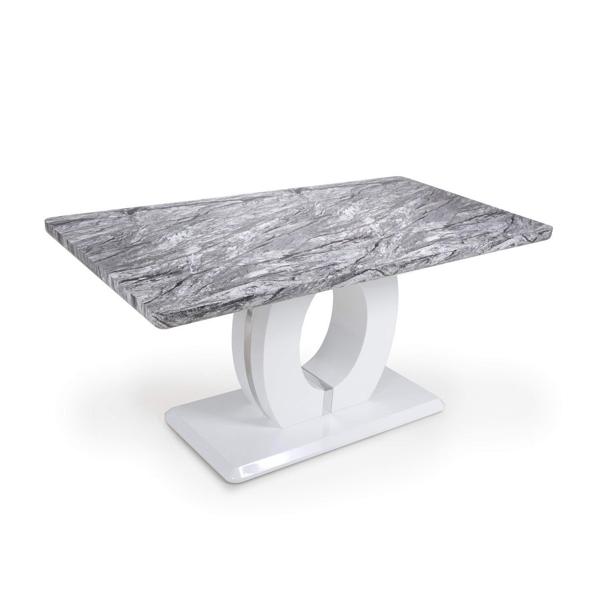 High Gloss Dining Table for 4 People 150cm Wide Rectangular in Marble Effect - Neptune