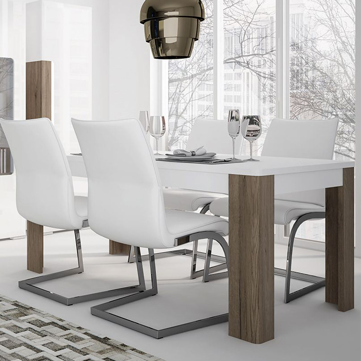 High Gloss Dining Table for 6 People Rectangular - Toronto