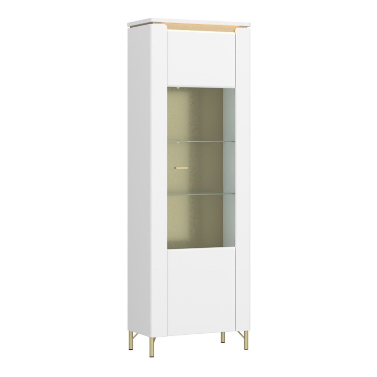High Gloss Display Cabinet With 1 Glass Front Door And LED Lights - Lazio