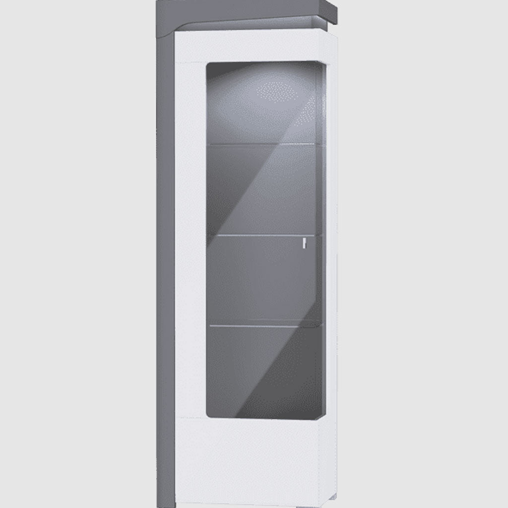 High Gloss Display Cabinet Left Hand With 1 Door And LED Lights - Ashburn