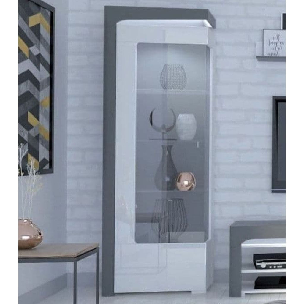 High Gloss Display Cabinet Left Hand With 1 Door And LED Lights - Ashburn