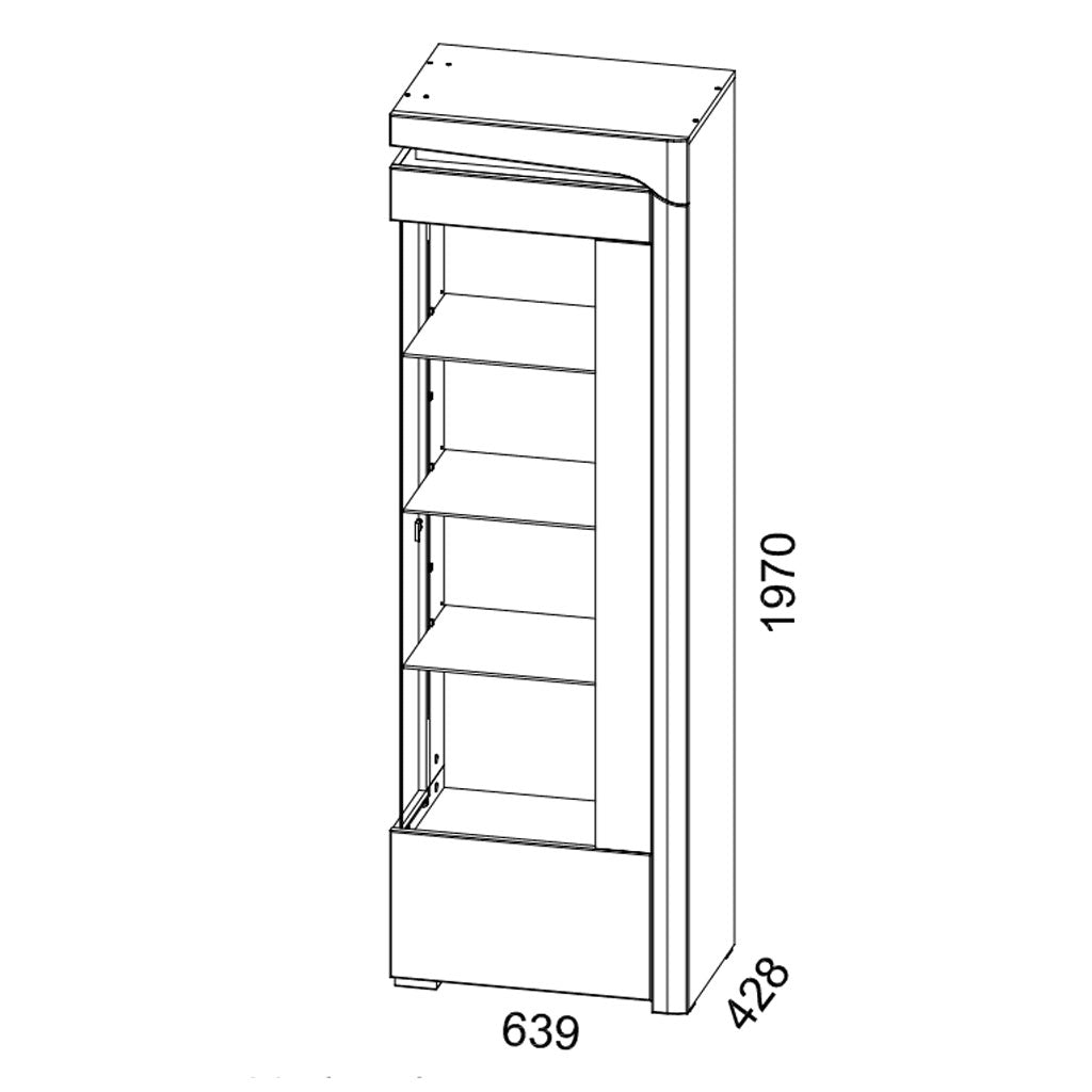 High Gloss Display Cabinet Right Hand With 1 Door And LED Lights - Ashburn