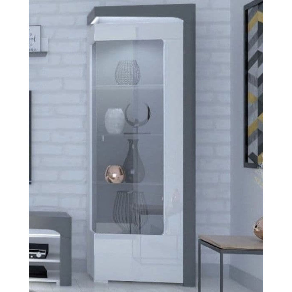 High Gloss Display Cabinet Right Hand With 1 Door And LED Lights - Ashburn
