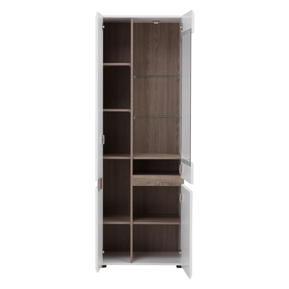 High Gloss Display Cabinet Tall Narrow Left Handed With 3 Doors - Chelsea