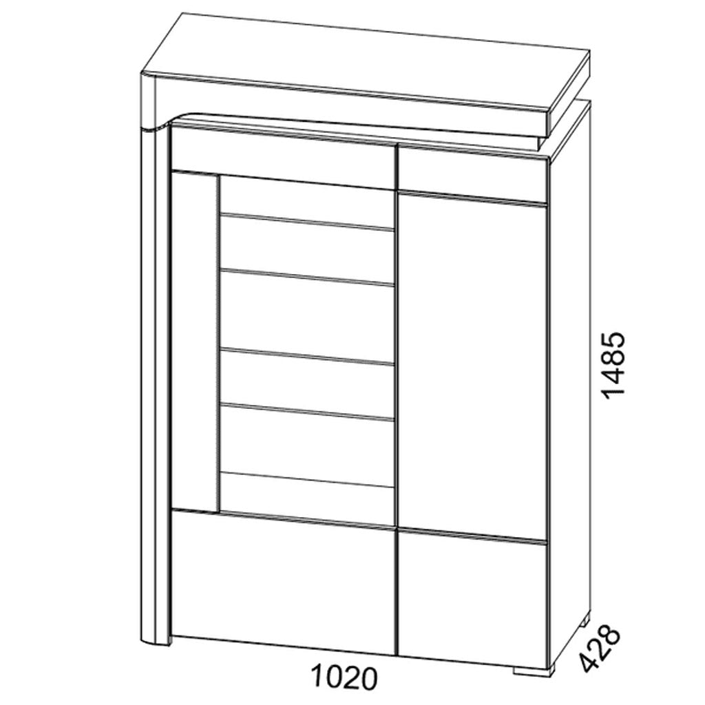 High Gloss Display Cabinet With 2 Door And LED Lights - Ashburn