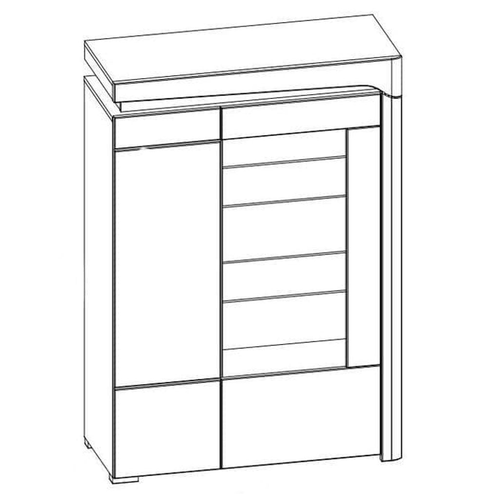 High Gloss Display Cabinet With 2 Doors And LED Lights - Cedar