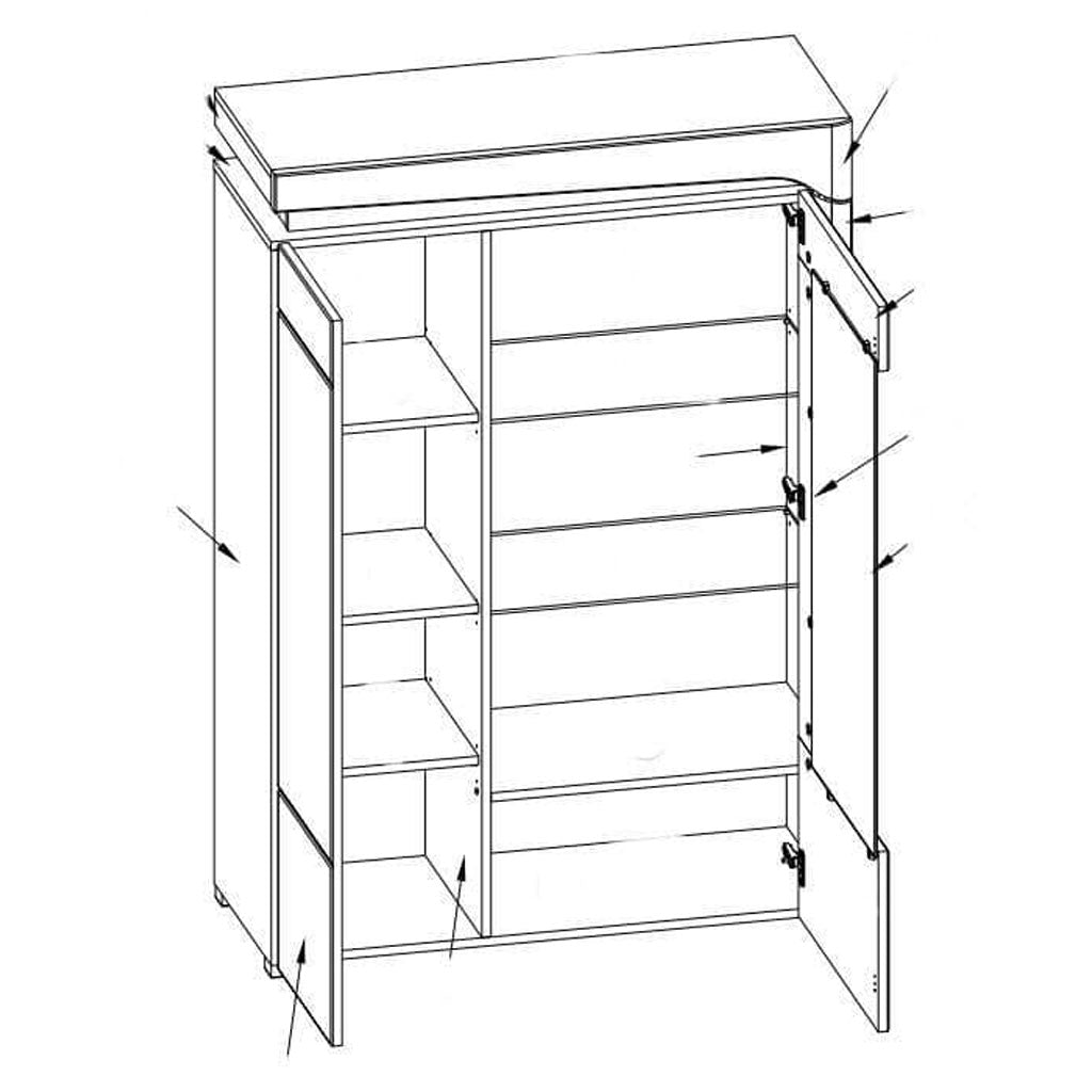 High Gloss Display Cabinet With 2 Doors And LED Lights - Cedar