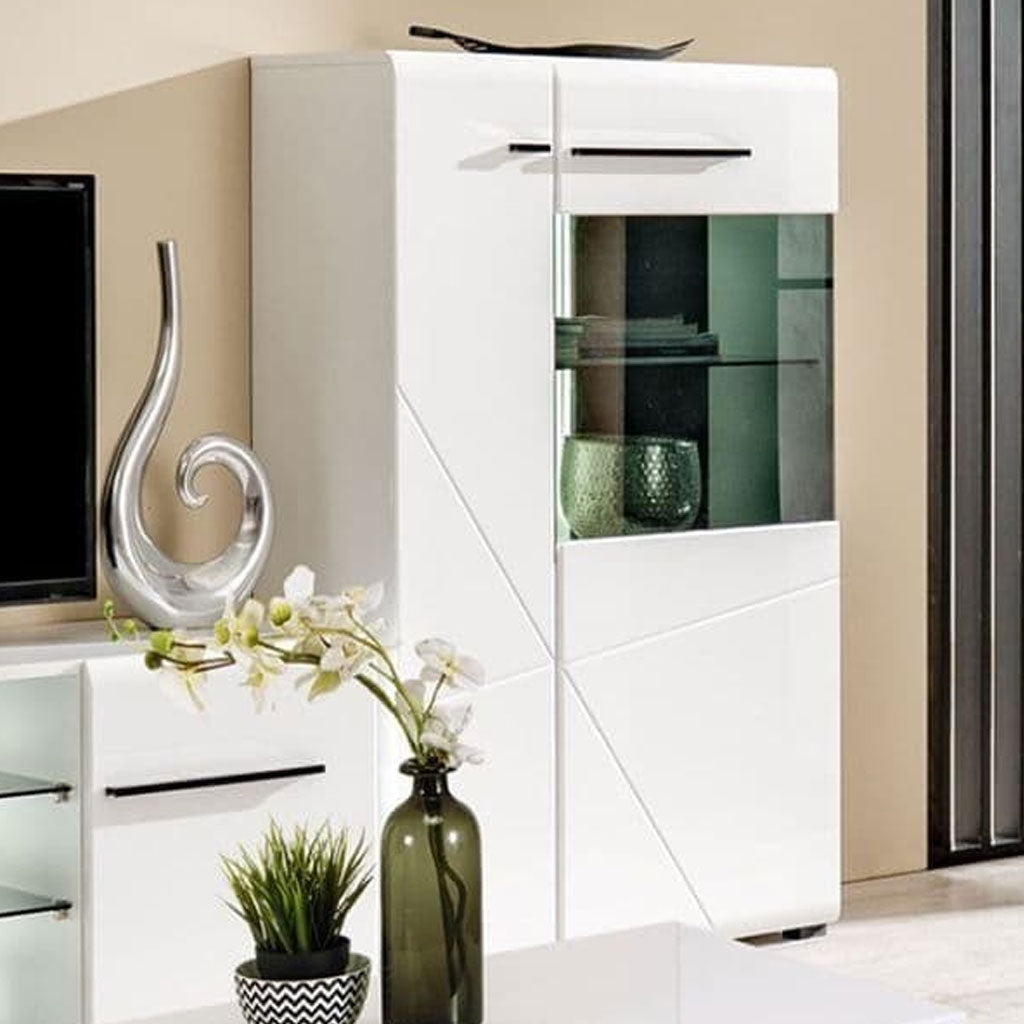 High Gloss Display Cabinet With 2 Doors - Truro
