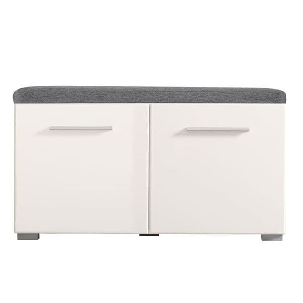 High Gloss Hallway Seating Bench With 2 Doors - Benton