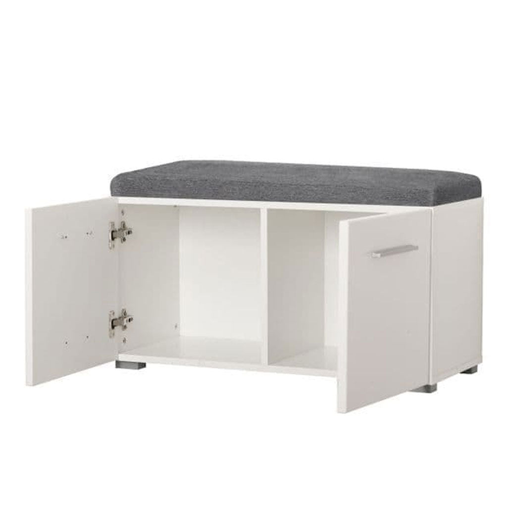 High Gloss Hallway Seating Bench With 2 Doors - Benton