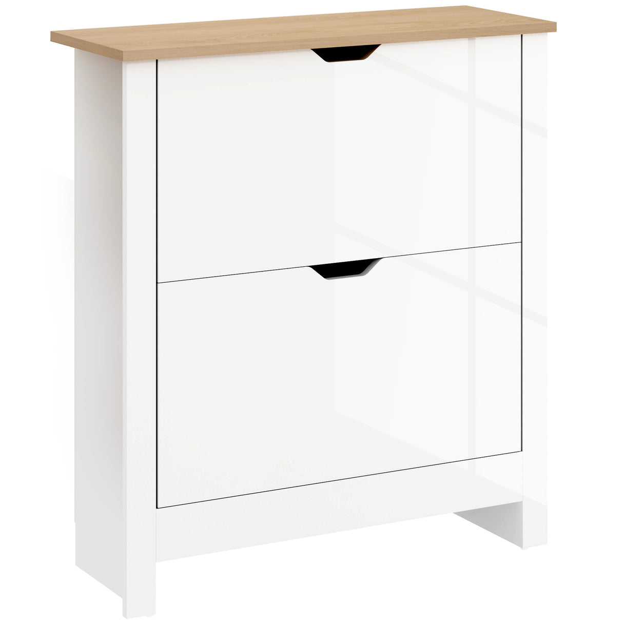 High Gloss Shoe Storage Cabinet 72cm Wide With 2 Flip Doors - Velmora