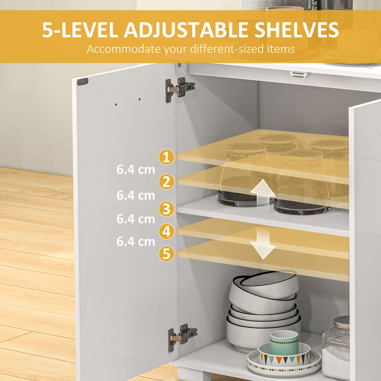High Gloss Sideboard 106cm Wide With 3 Doors 2 Drawers And Polished Handles - Velmora