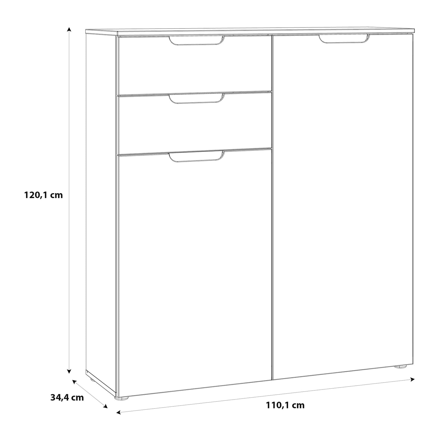 High Gloss Sideboard With 2 Doors And 2 Drawers - Sienna