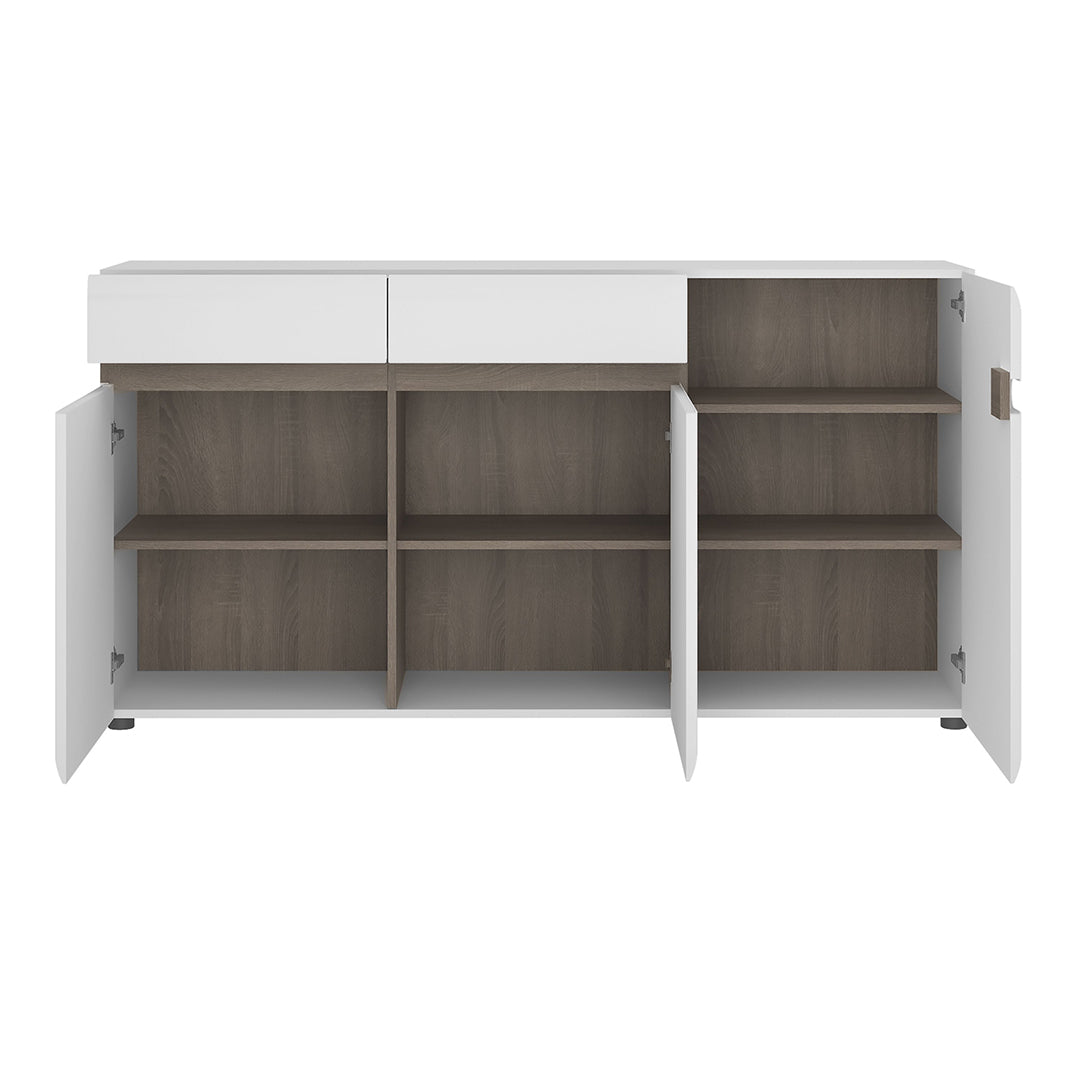 High Gloss Sideboard With 3 Doors And 2 Drawers - Chelsea