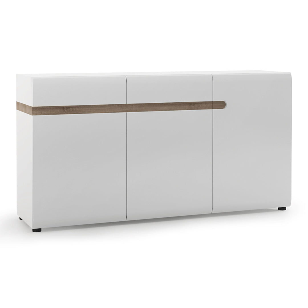 High Gloss Sideboard With 3 Doors And 2 Drawers - Chelsea