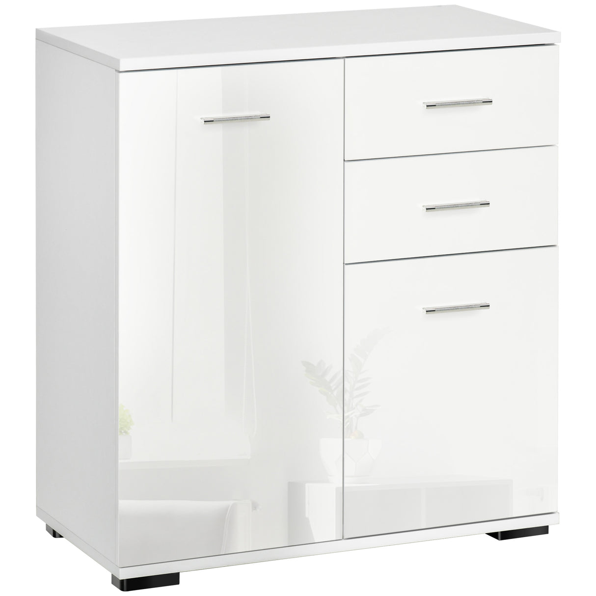 High Gloss Sideboard 71cm Wide With 2 Doors And 2 Drawers - Velmora
