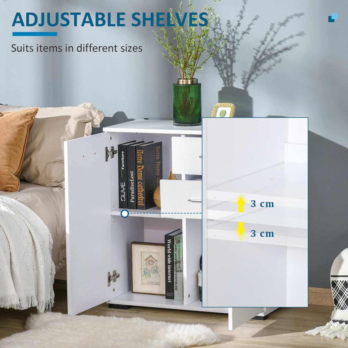 High Gloss Sideboard 71cm Wide With 2 Doors And 2 Drawers - Velmora