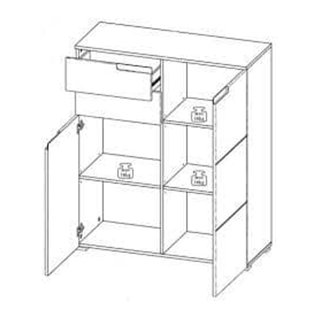 High Gloss Sideboard With 2 Doors And 2 Drawers - Salina