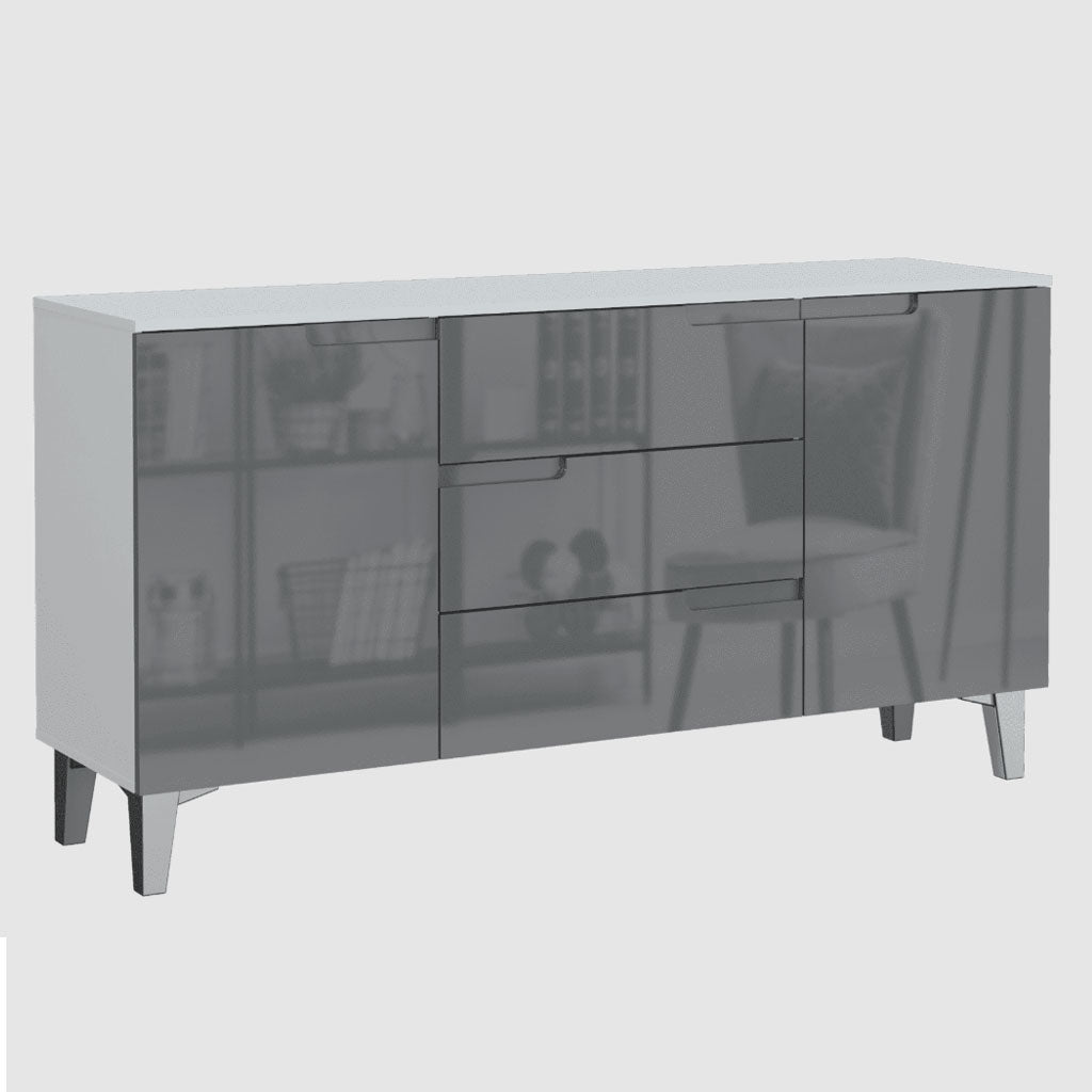 High Gloss Sideboard With 2 Doors And 3 Drawers - Salina