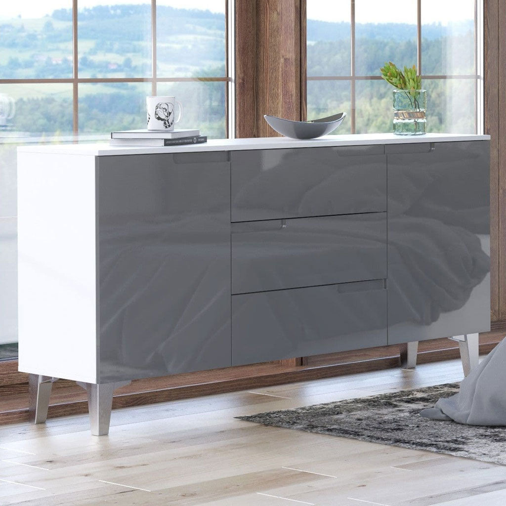 High Gloss Sideboard With 2 Doors And 3 Drawers - Salina