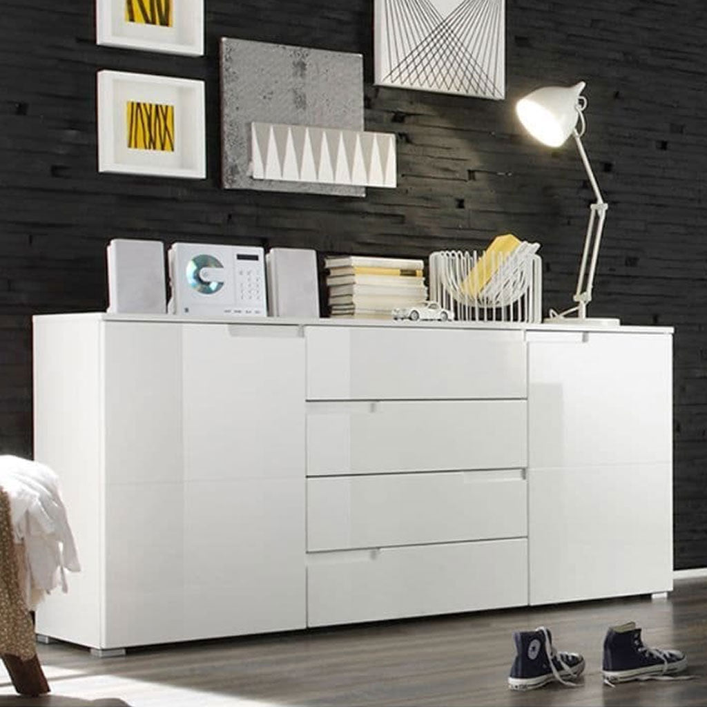 High Gloss Sideboard With 2 Doors And 4 Drawers - Salina