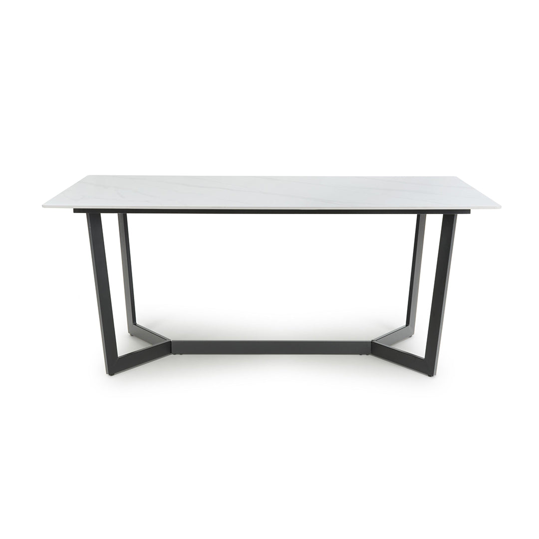 High Gloss Sintered Stone Dining Table for 4 to 6 People Rectangular - Abingdon
