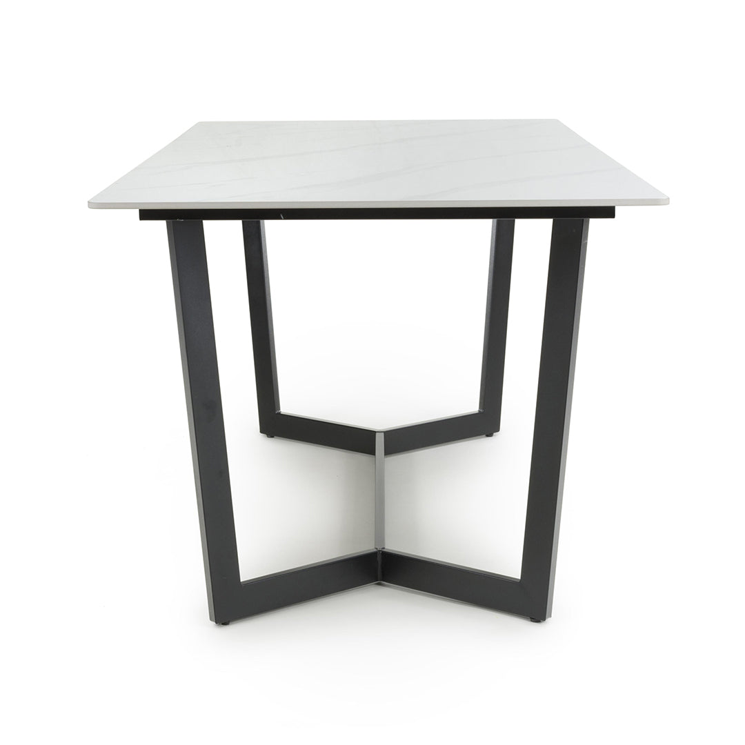 High Gloss Sintered Stone Dining Table for 4 to 6 People Rectangular - Abingdon