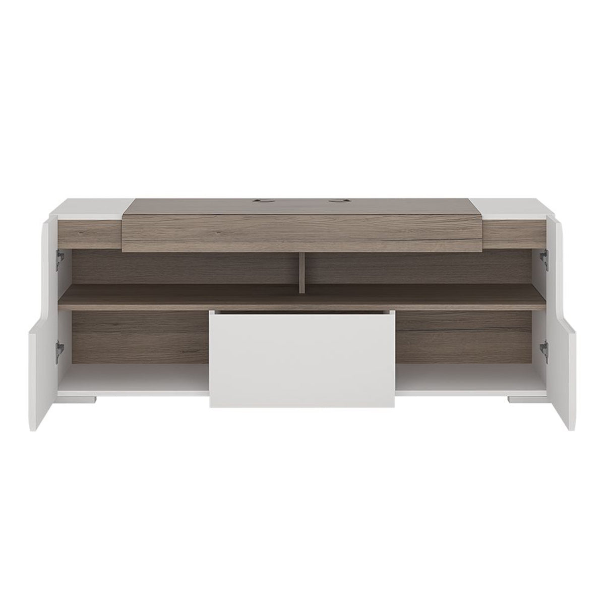 High Gloss TV Stand 140cm Wide With 2 Doors And 1 Drawer - Toronto