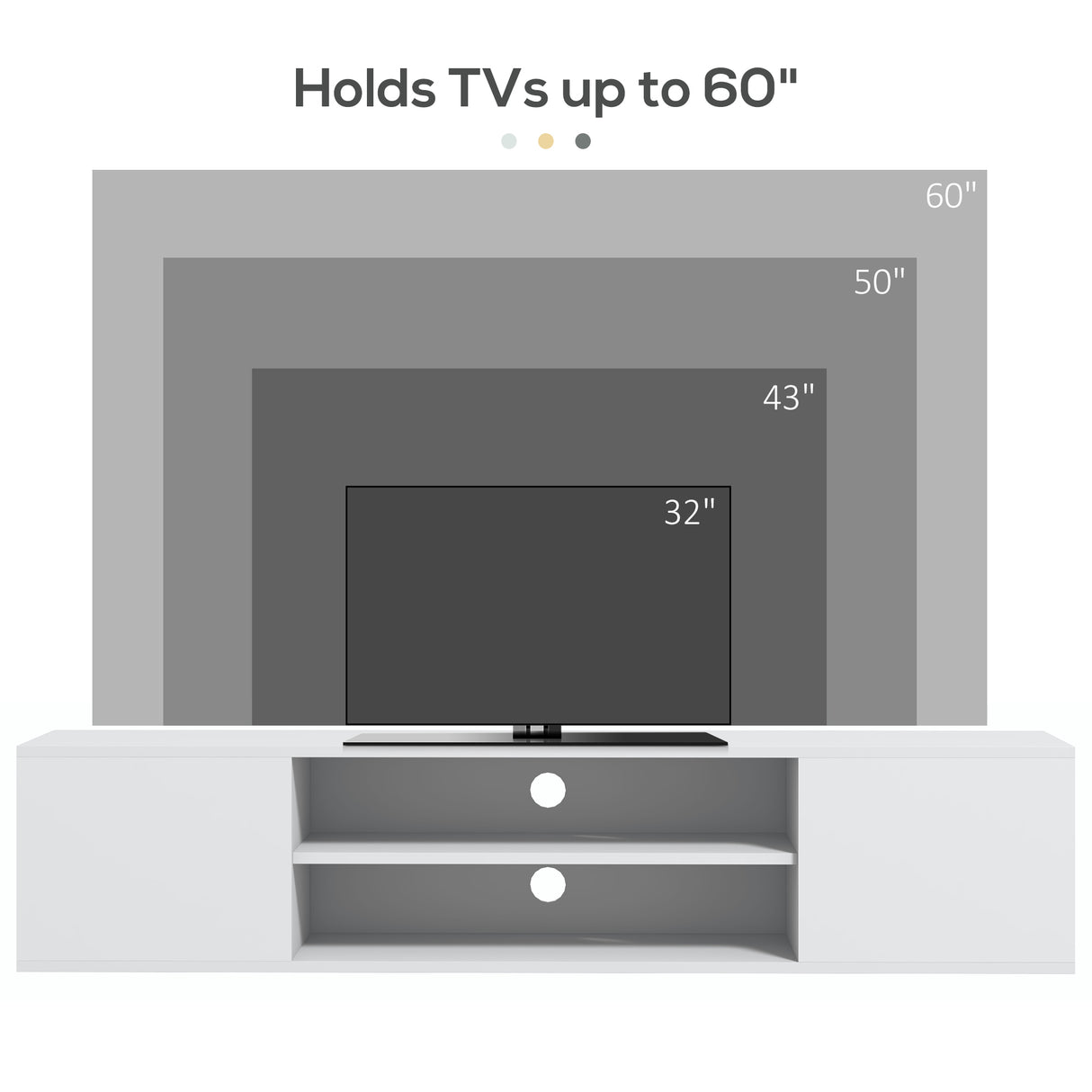 High Gloss TV Stand 140cm Wide Wall Mounted With 2 Doors - Velmora