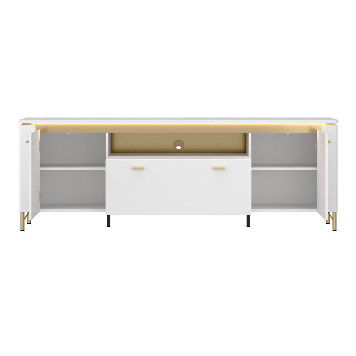 High Gloss TV Stand With 2 Doors 1 Drawer And LED Lights - Lazio