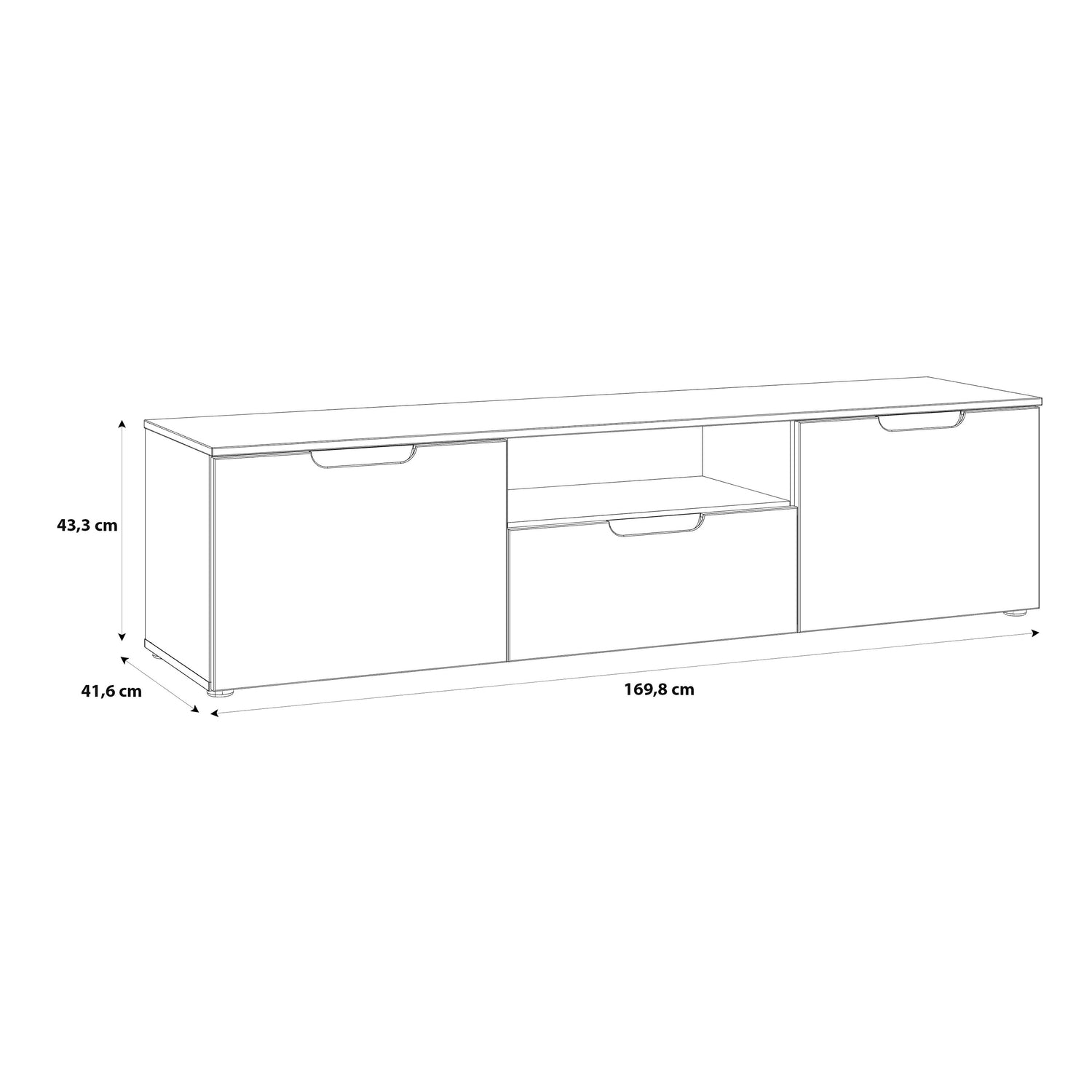 High Gloss TV Stand With 2 Doors And 1 Drawer - Sienna