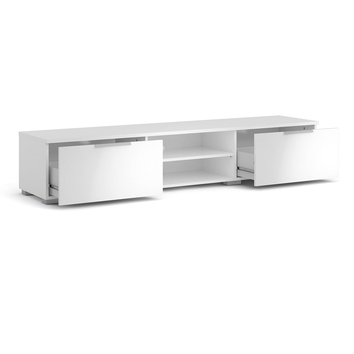 High Gloss TV Stand With 2 Drawers And 2 Shelves - Match