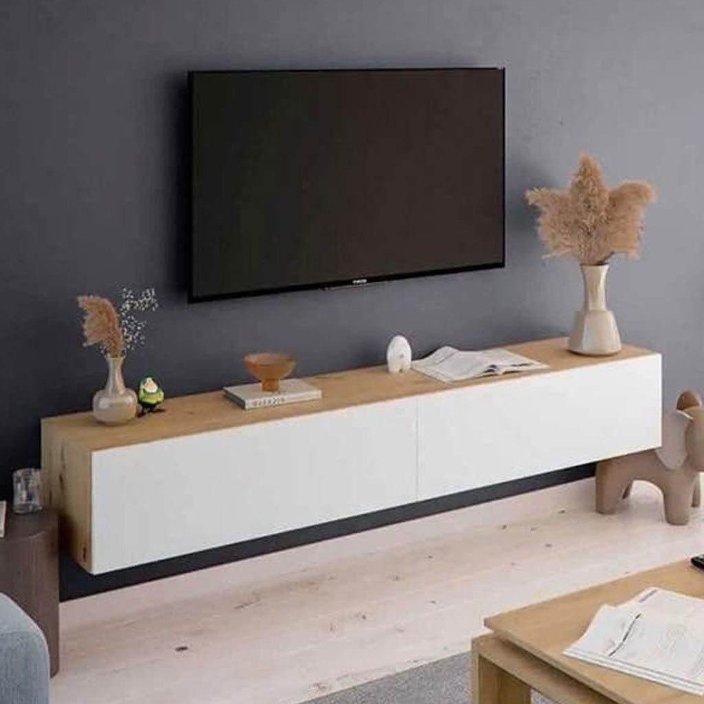 High Gloss TV Stand Wall Mounted With 2 Doors - Revere
