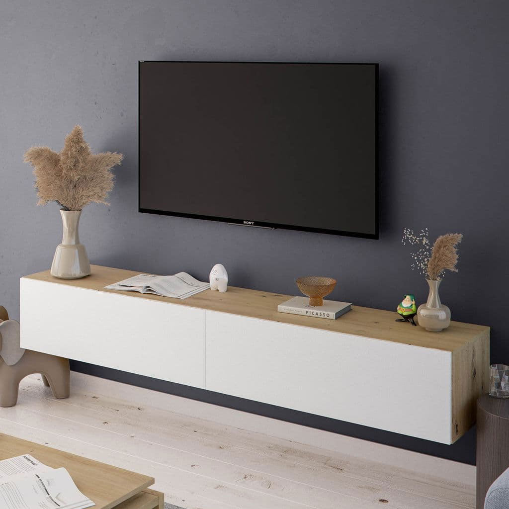 High Gloss TV Stand Wall Mounted With 2 Doors - Revere