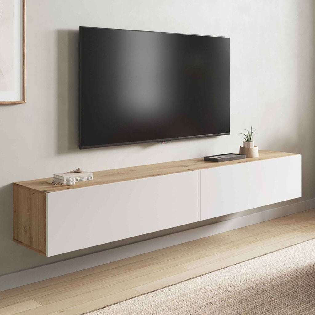 High Gloss TV Stand Wall Mounted With 2 Doors - Revere