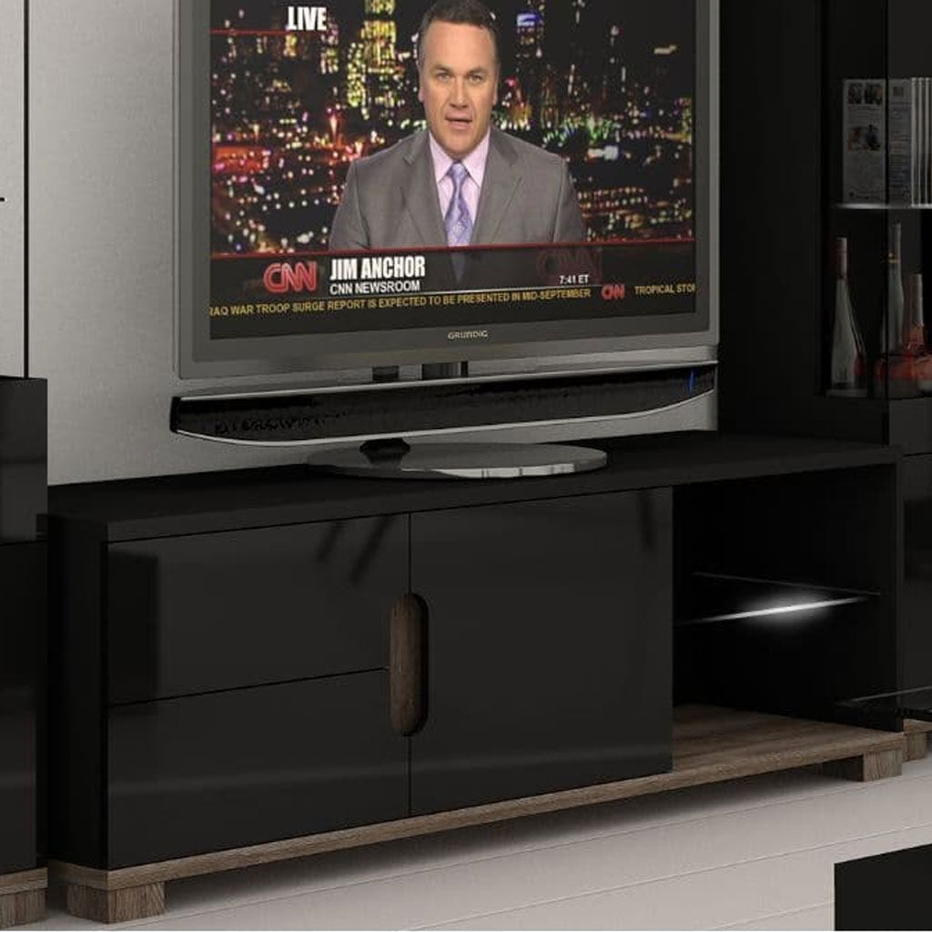 High Gloss TV Stand With 1 Door And 2 Drawers - Covina