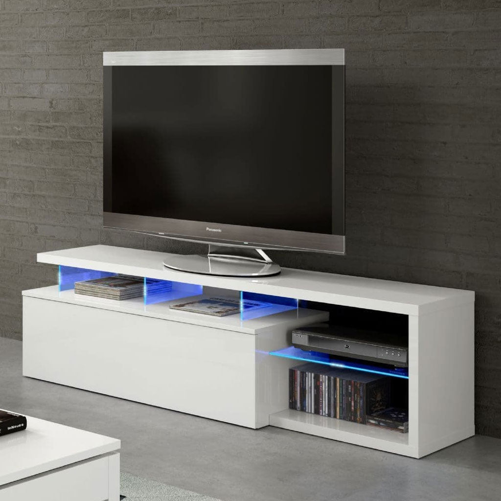 High Gloss TV Stand With 1 Flap Door And LED Lights - Lamar