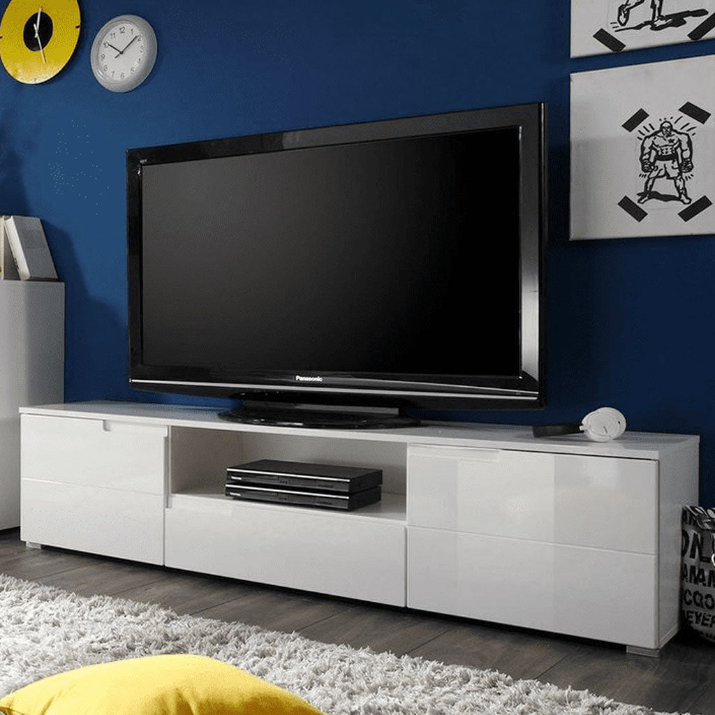 High Gloss TV Stand With 2 Doors And 1 Drawer - Salina